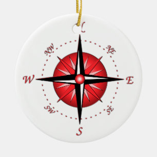 Rote Kompassrose Keramikornament