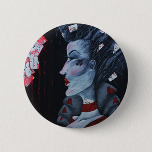 Rote Königin des Herzens Alice Wonderland Fantasy  Button