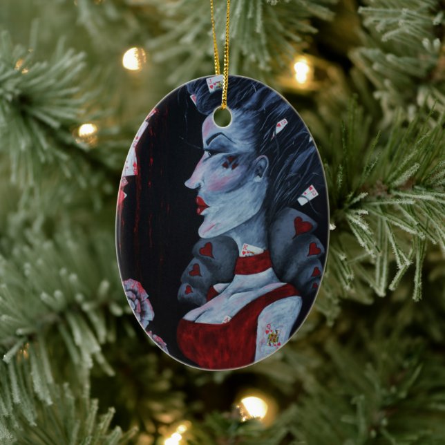 Rote Königin des Herzens Alice Wonderland Fantasy  Keramik Ornament (Baum)