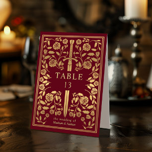 Rote Königliche Hochzeit des Mittelalters Tischaufsteller