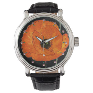 ROTE KOPIE IN SCHWARZ MIT GEMSTONEN ARMBANDUHR