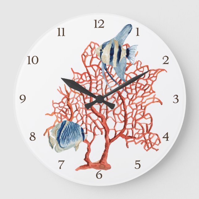 Rote Koralle mit tropischen Fischen, Große Wanduhr (Vorderseite)