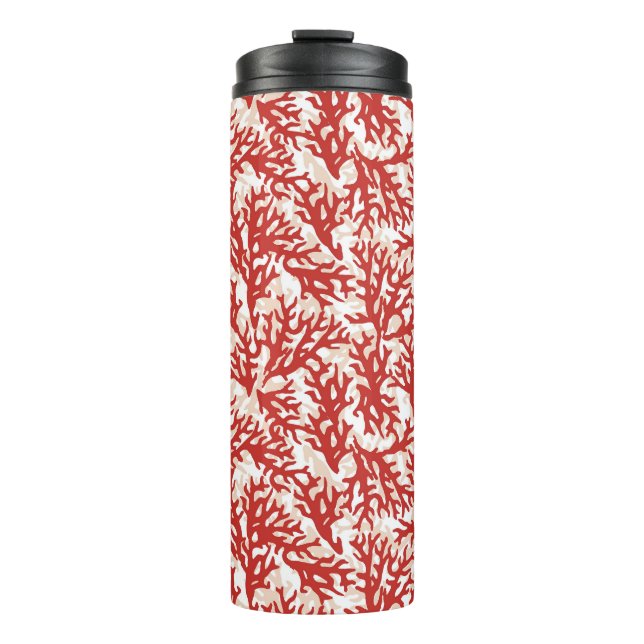 Rote Korallen-Muster 2 Thermosbecher (Vorderseite)
