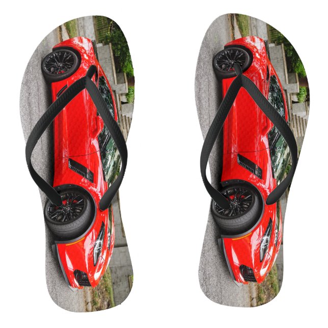 Rote Korvette C7 Chevrolet Flip Flops (Fußbett)