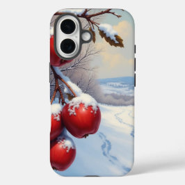 Rote, köstliche Äpfel und Schnee iPhone 16 Hülle