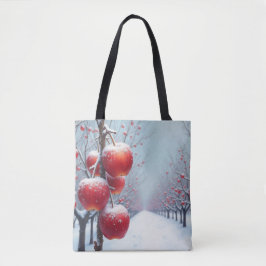 Rote köstliche Äpfel und später Schnee Tasche