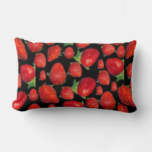 Rote, köstliche Erdbeeren, Lumbalkissen Lendenkissen