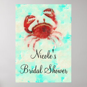 Rote Krabbe Elegante Strand-Verlobungsposter-Banne Poster