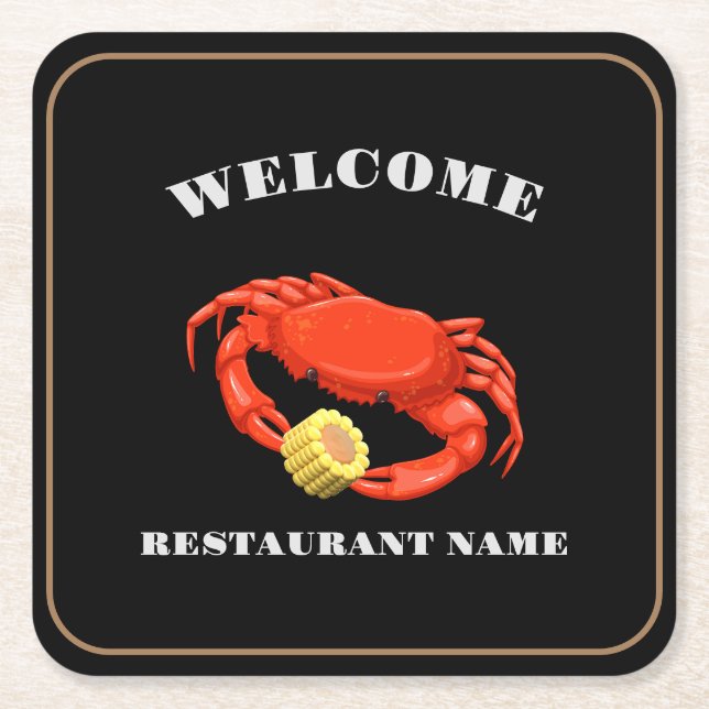 Rote Krabbe Mais Meeresfrüchte Restaurant Name Rechteckiger Pappuntersetzer (Vorderseite)