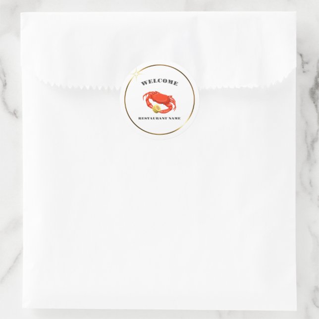 Rote Krabbe Mais Meeresfrüchte Restaurant Name Runder Aufkleber (Tasche)