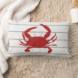 Rote Krabbe Malerei Silhouette Shiplap Strand Kiss Lendenkissen