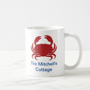 Rote Krabbe mit Namen Nautical Coastal Beach Kaffeetasse