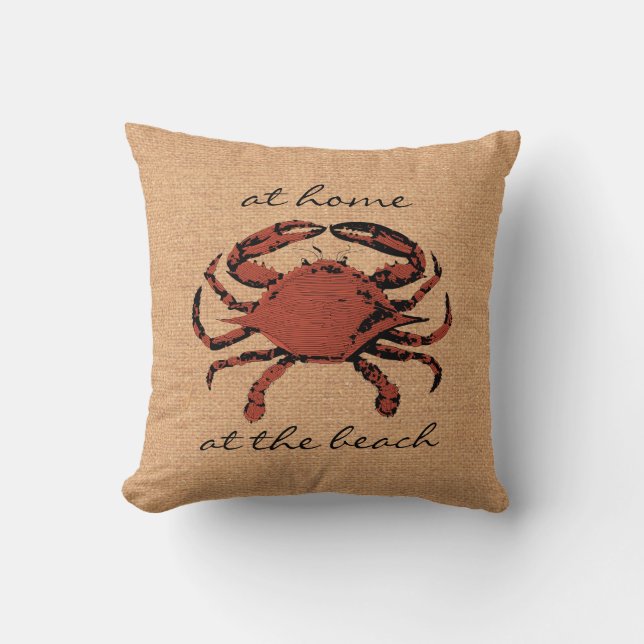 Rote Krabben-Illustrations-Seeleinwand-Strand - Kissen (Vorderseite)