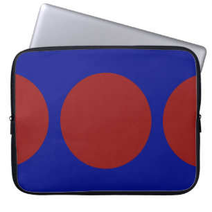 Rote Kreise auf blau Laptopschutzhülle