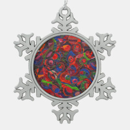 Rote Kreise Schneeflocken Zinn-Ornament