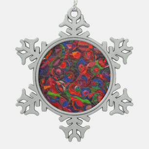 Rote Kreise Schneeflocken Zinn-Ornament