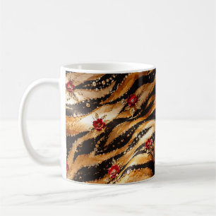 Rote Kristallrose Tiger Stoff Kaffeetasse