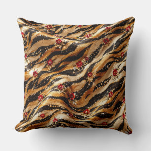 Rote Kristallrose Tiger Stoff Kissen