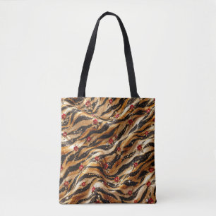 Rote Kristallrose Tiger Stoff Tasche