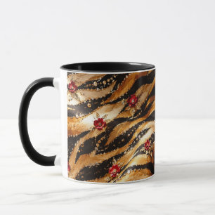 Rote Kristallrose Tiger Stoff Tasse