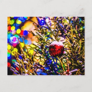 Rote Kugel, Weihnachtslichter Postkarte