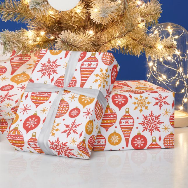 Rote Kugeln Weihnachtsmuster Geschenkpapier (Feiertage)