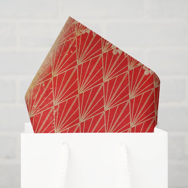 Rote Kunst-Déco Seidenpapier (Geschenktüte)