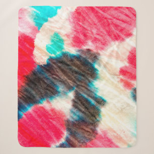 Rote künstlerische Verschmutzung. Shibori-Muster. Sherpadecke