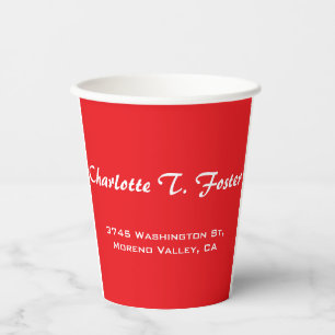 Rote Kurve Pinselschrift Elegante Minimalistisch M Pappbecher