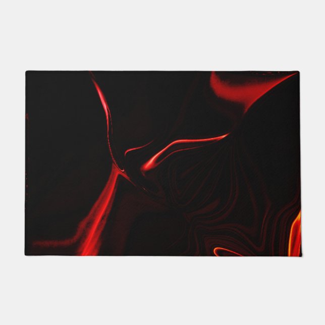 Rote Kurven oder Abrundung im dunkelroten Hintergr Fußmatte (Vorderseite)