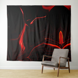 Rote Kurven oder Abrundung im dunkelroten Hintergr Wandteppich