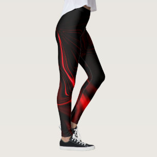 Rote Kurven oder Wellen im dunklen Hintergrund. Leggings