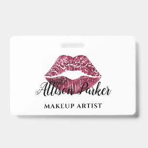 Rote Kuss Lippen Glitter Makeup Artist Geschäft Ausweis