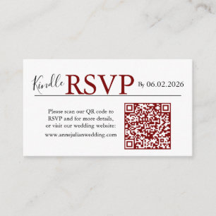 Rote Landschaft RSVP QR-Code-Karte Moderne Hochzei Begleitkarte