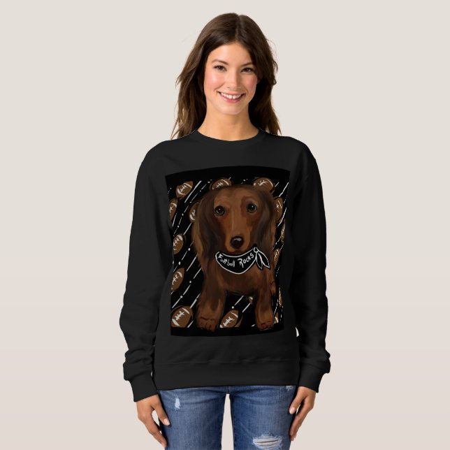 Rote Langhaarige Dackeln Sweatshirt (Vorne ganz)