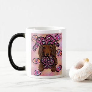 Rote langhaarige Doxie Ostern Verwandlungstasse