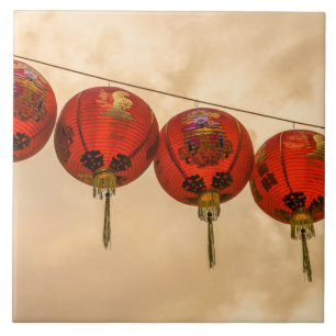 Rote Laternen in Chinatown Blick Keramik Fliesen