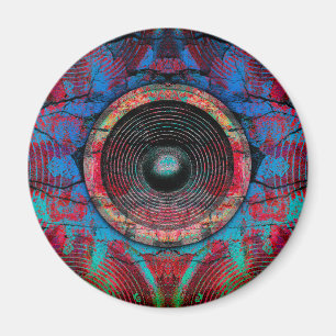 Rote Lautsprecher an einer knackigen Wand Magnet
