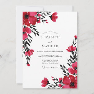 Rote lebendige botanische Hochzeit Einladung