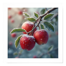 Rote, leckere Äpfel mit Schnee