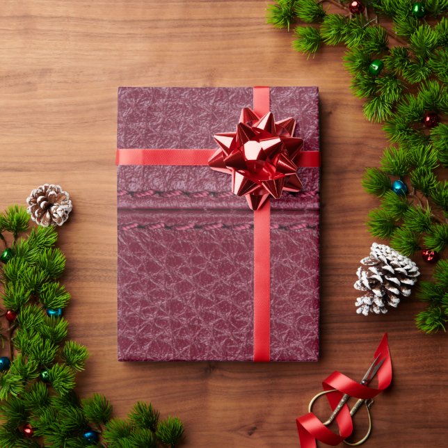 Rote Leder-Optik-Hängemappe Geschenkpapier (Feiertagsgeschenk)