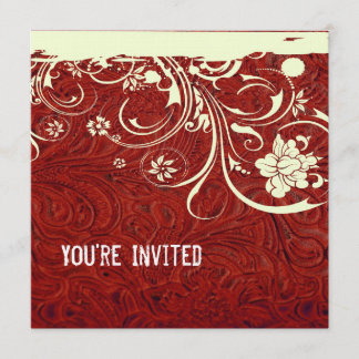 Rote Leder-und Spitze-Einladung Einladung