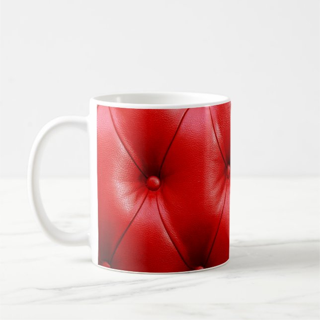 Rote Ledercouch-Textur Kaffeetasse (Links)