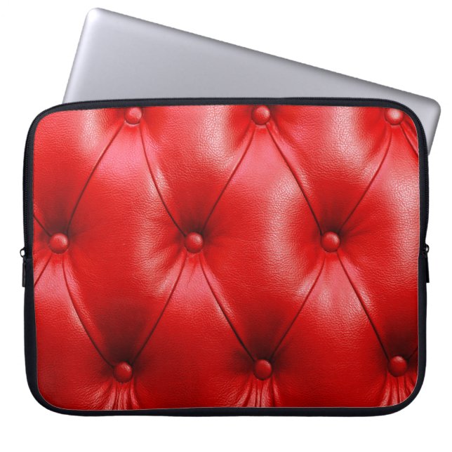 Rote Ledercouch-Textur Laptopschutzhülle (Vorderseite)