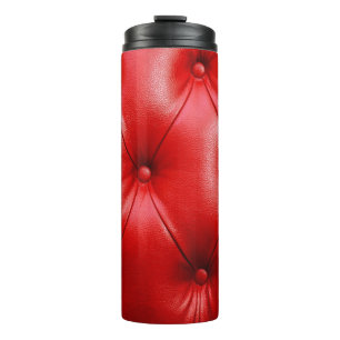 Rote Ledercouch-Textur Thermosbecher