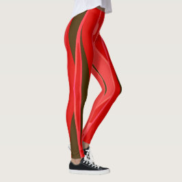 Rote Leggings mit schwarzen Streifen