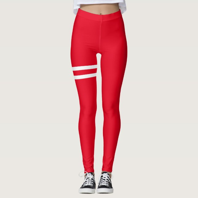Rote Leggings mit weißen Linien (Vorderseite)