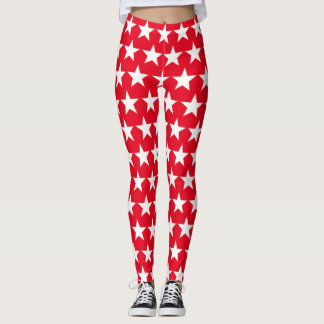 Rote Leggings mit weißen Sternen Amerikanisch