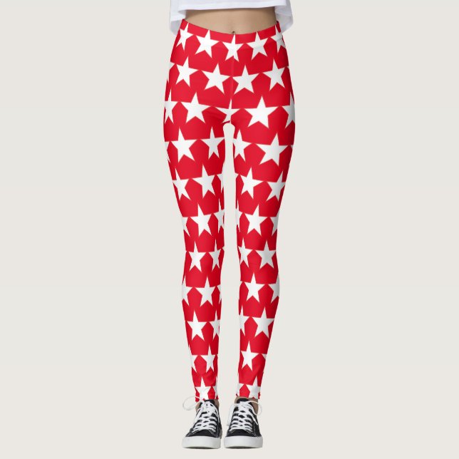 Rote Leggings mit weißen Sternen Amerikanisch (Vorderseite)