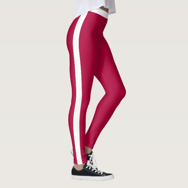 Rote Leggings - Weißer Streifen oder Farbauswahl (Rechts)